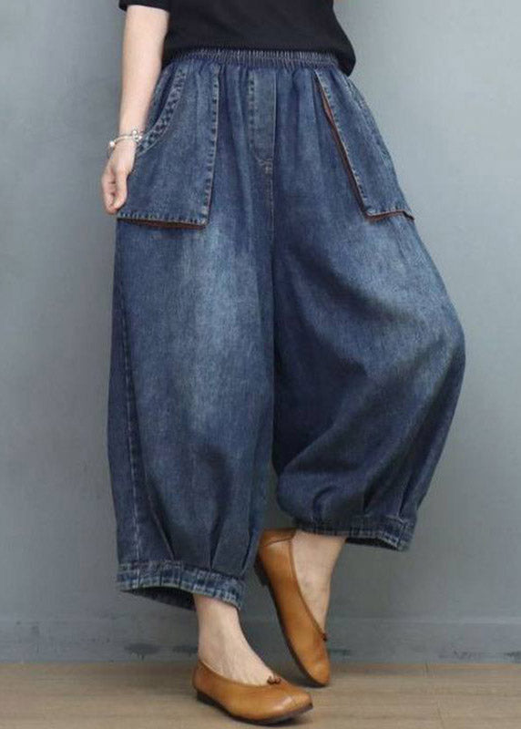 Unique Blue Pockets Patchwork Lantern Jeans Summer