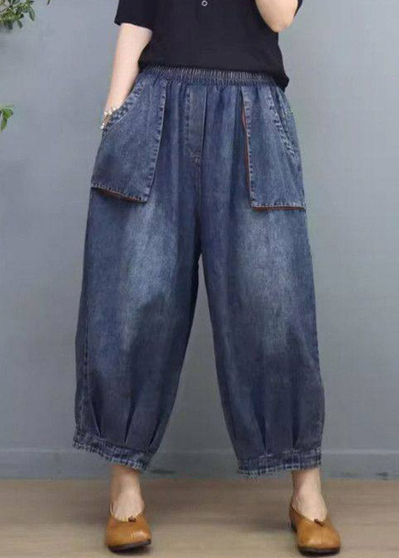 Unique Blue Pockets Patchwork Lantern Jeans Summer