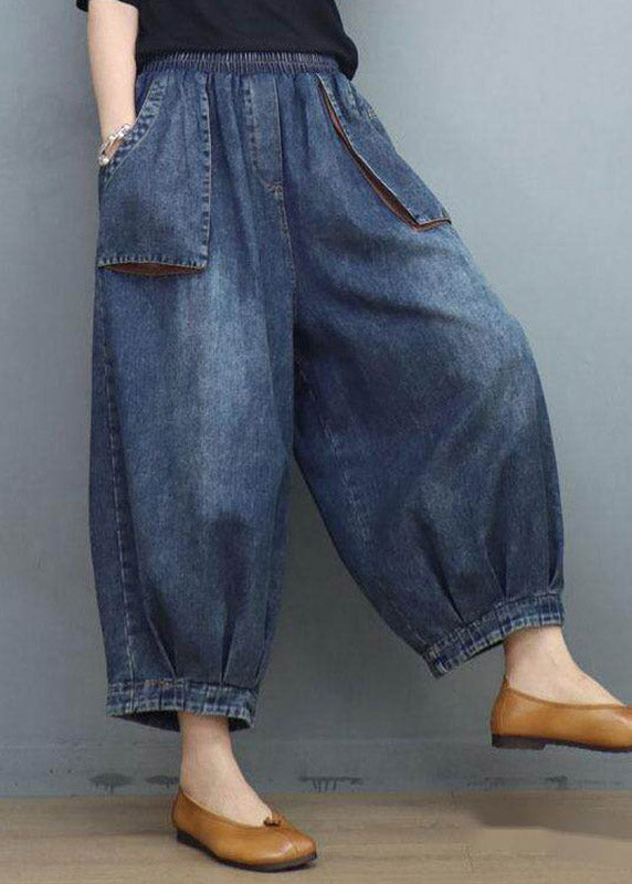 Unique Blue Pockets Patchwork Lantern Jeans Summer