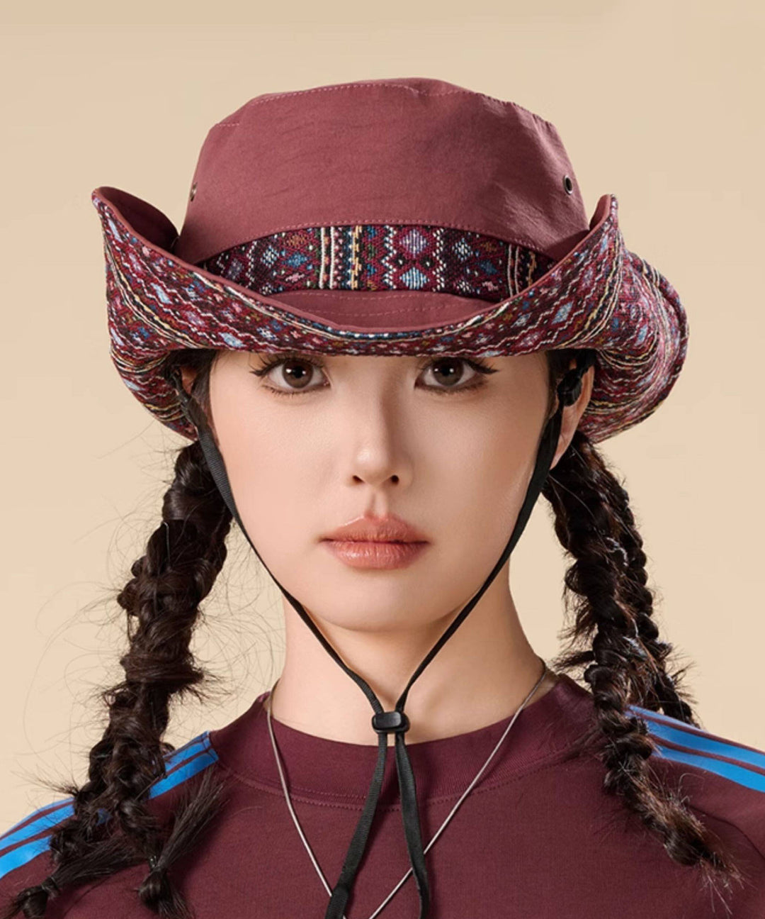 Unique Boho Khaki Outdoor Drawstring Bucket Hat