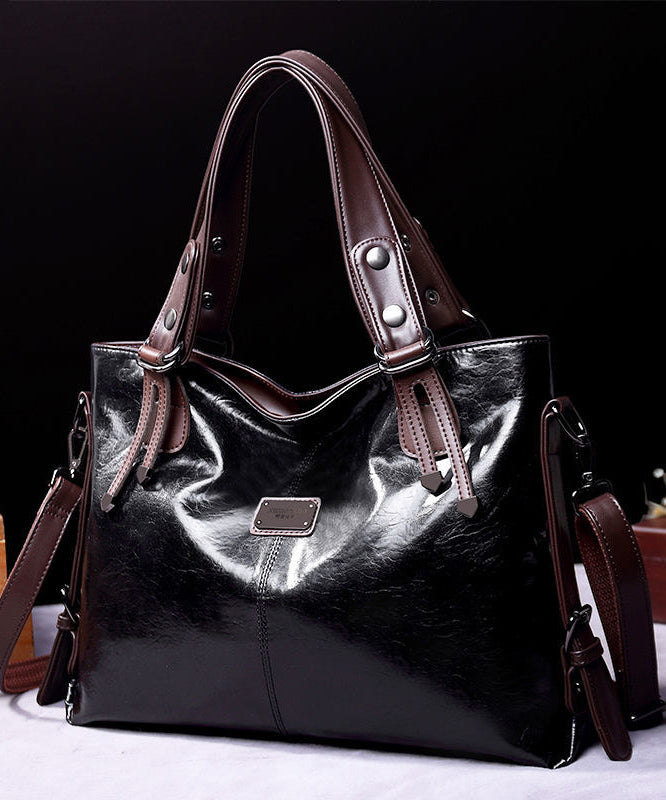 Unique Brown Large Capacity Calf Leather Shoulder Bag
