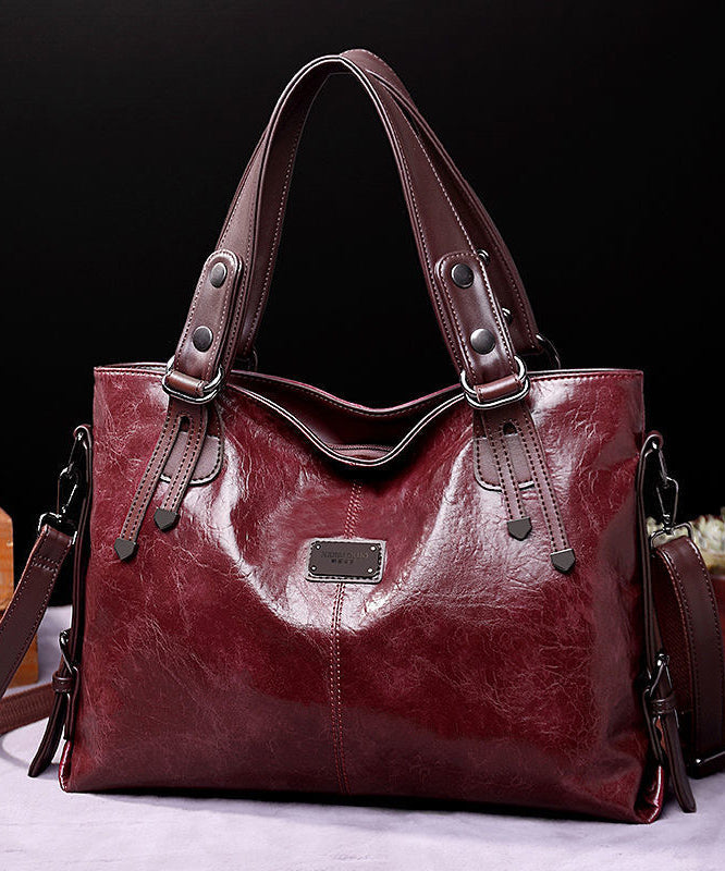 Unique Brown Large Capacity Calf Leather Shoulder Bag