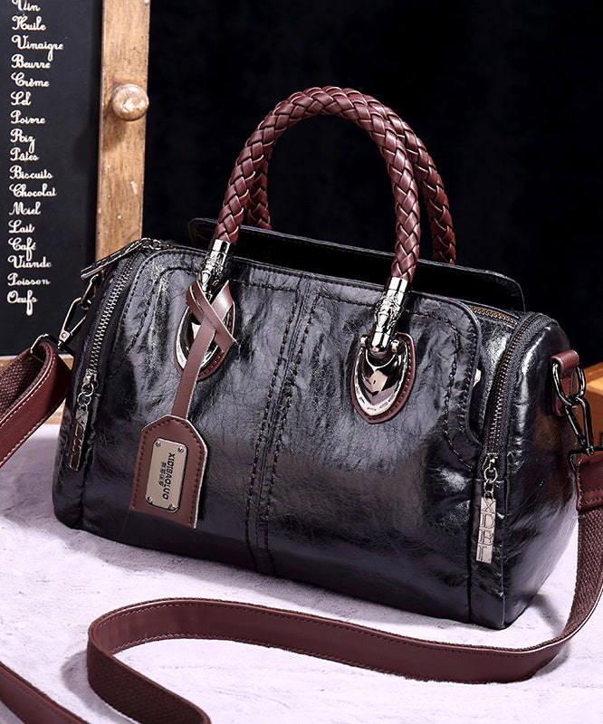 Unique Brown Solid Durable Versatile Calf Leather Tote Bag