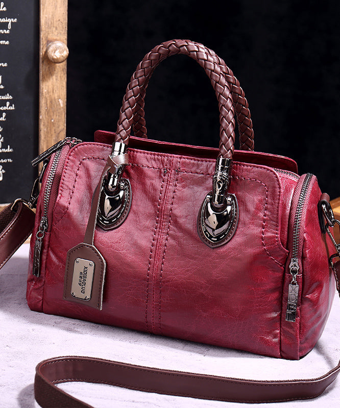 Unique Brown Solid Durable Versatile Calf Leather Tote Bag