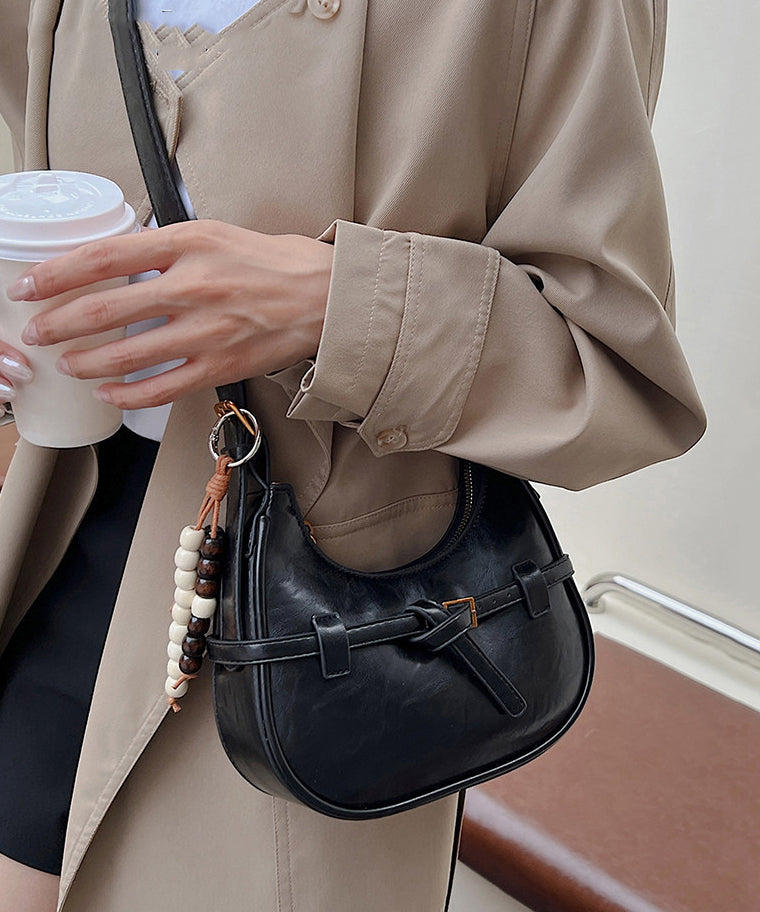 Unique Brown Tasseled Solid Durable Faux Leather Saddle Bag