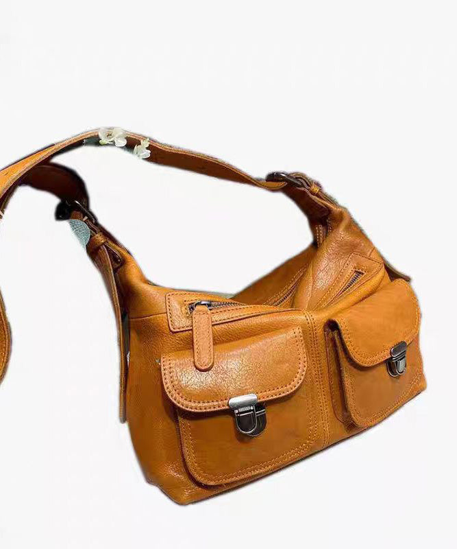 Unique Brown Versatile Calf Leather Message Bag