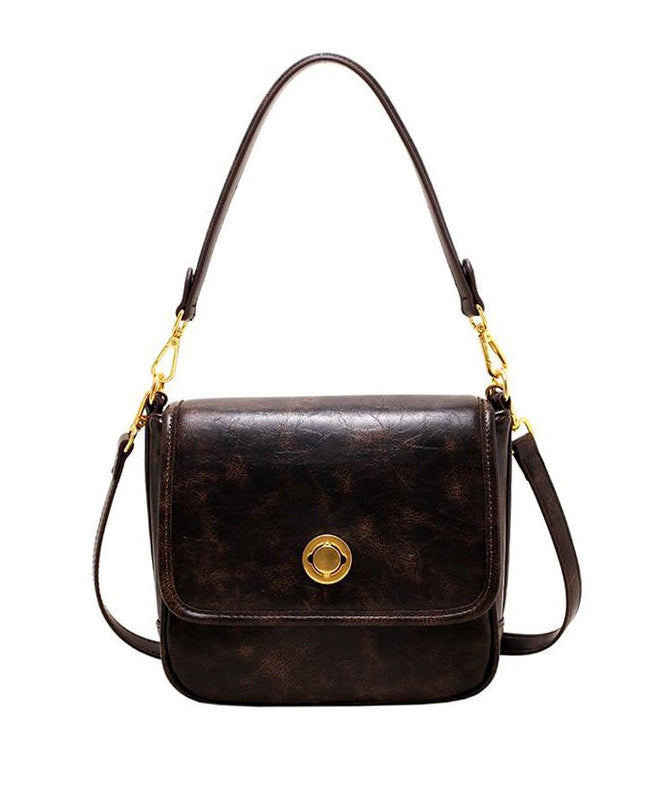 Unique Brown Wrinkled Faux Leather Versatile Micro Bag