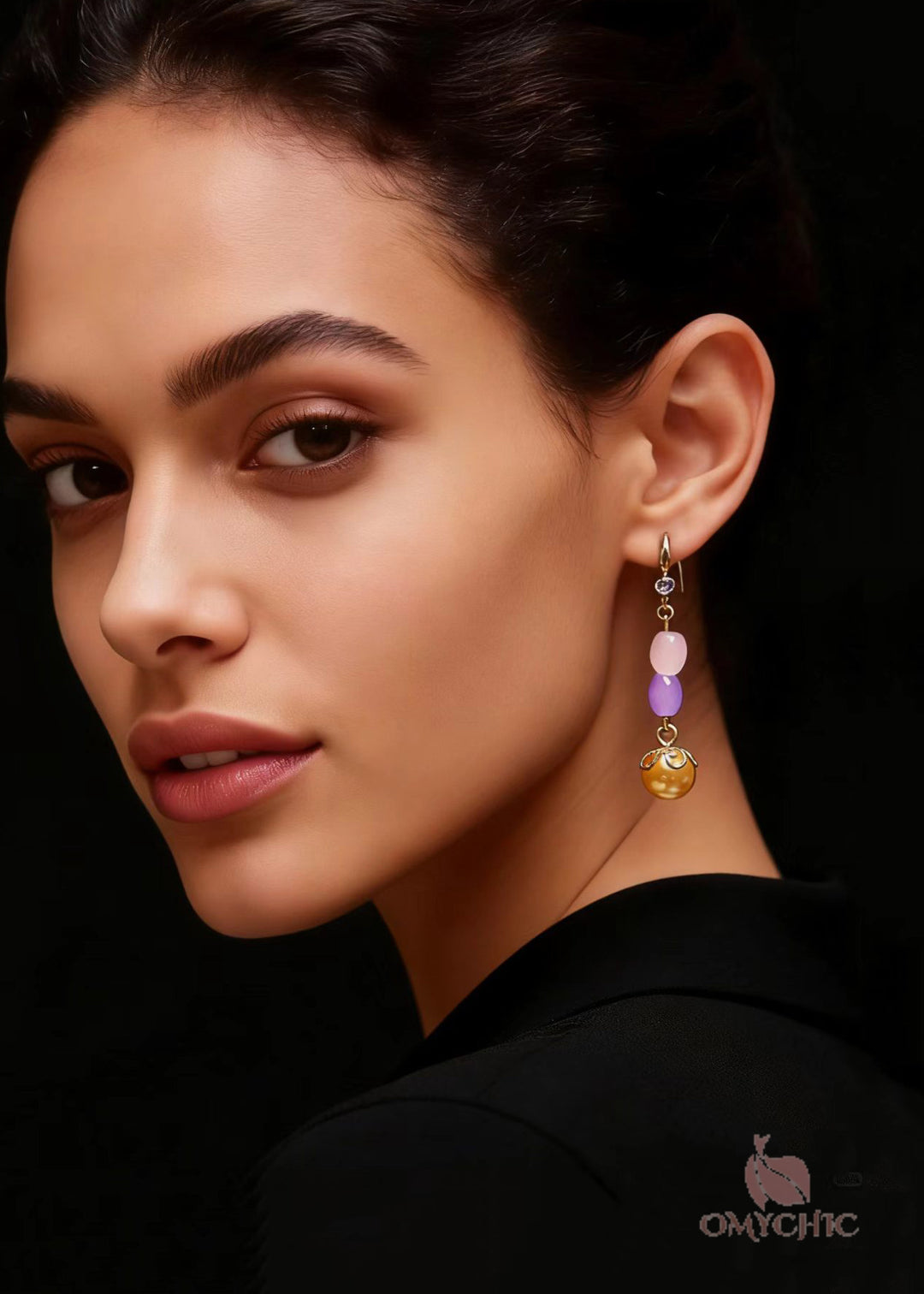 Unique Champagne Pearl Naturally Gem Stone Drop Earrings