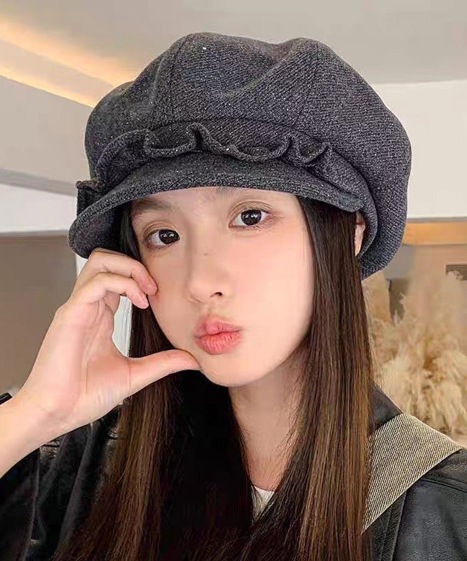 Unique Coffee Ruffled Woolen Breton Hat