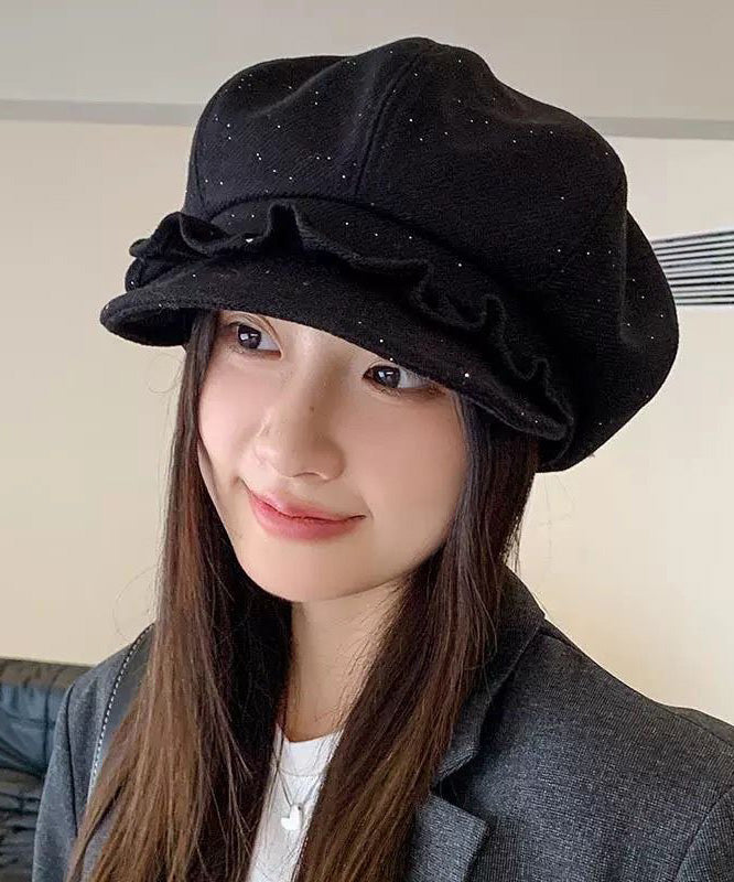 Unique Coffee Ruffled Woolen Breton Hat