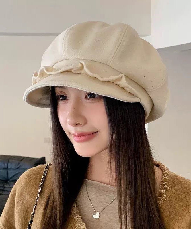 Unique Coffee Ruffled Woolen Breton Hat