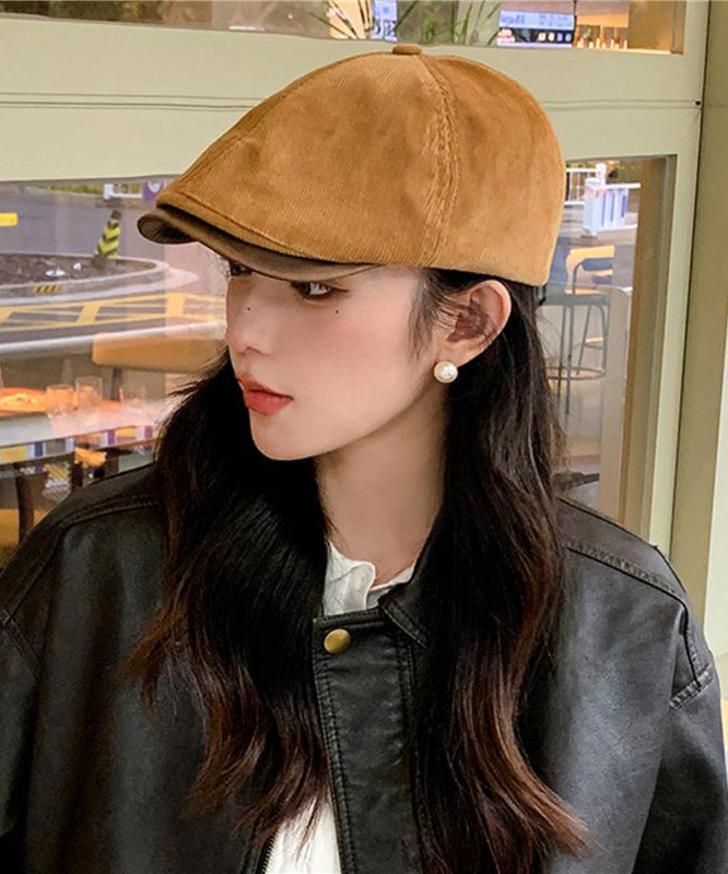 Unique Coffee Versatile Fashion Corduroy Breton Hat