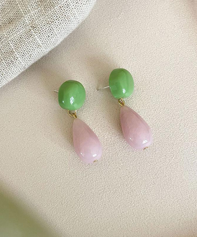 Unique Colorblock Alloy Water Droplet Drop Earrings