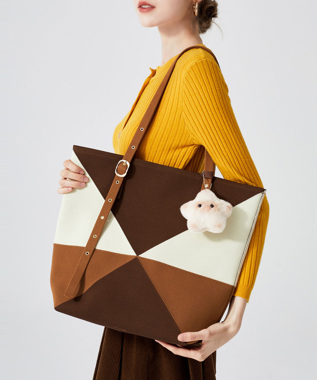 Unique Colorblock Solid Durable Large Capacity Cotton Shoulder Bags