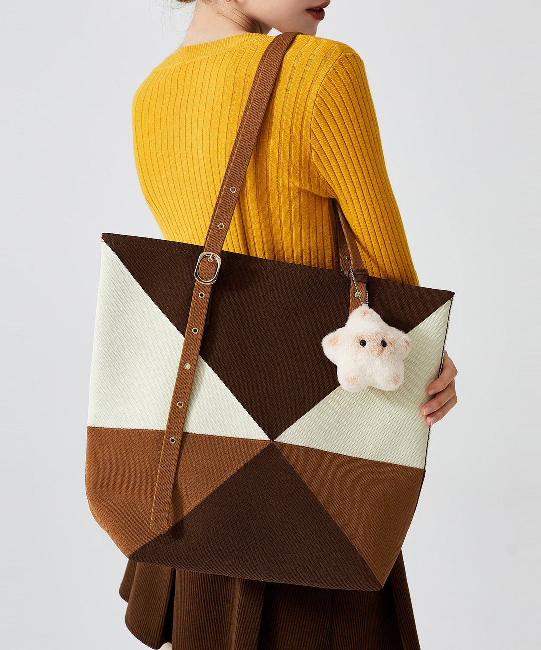 Unique Colorblock Solid Durable Large Capacity Cotton Shoulder Bags