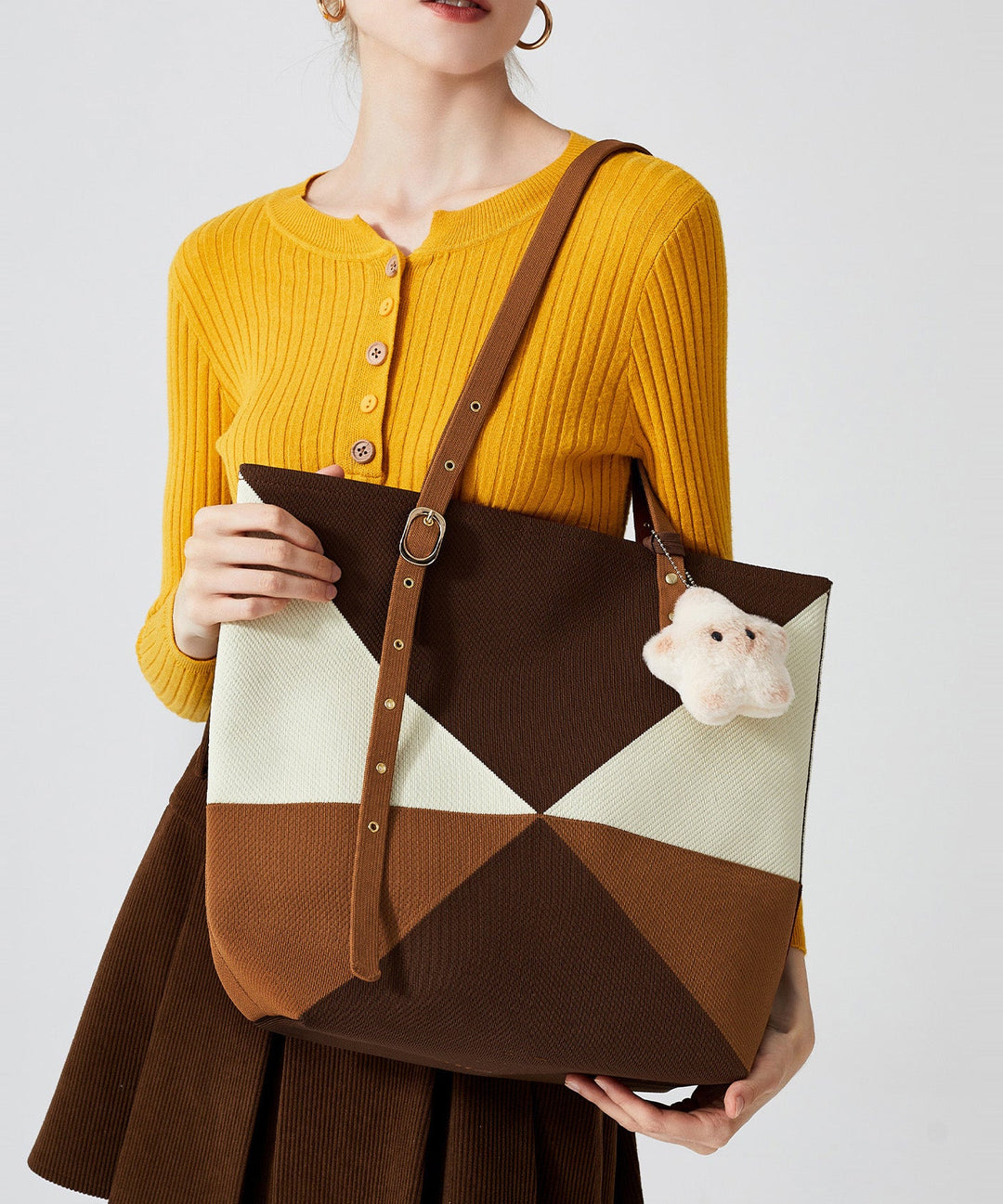 Unique Colorblock Solid Durable Large Capacity Cotton Shoulder Bags