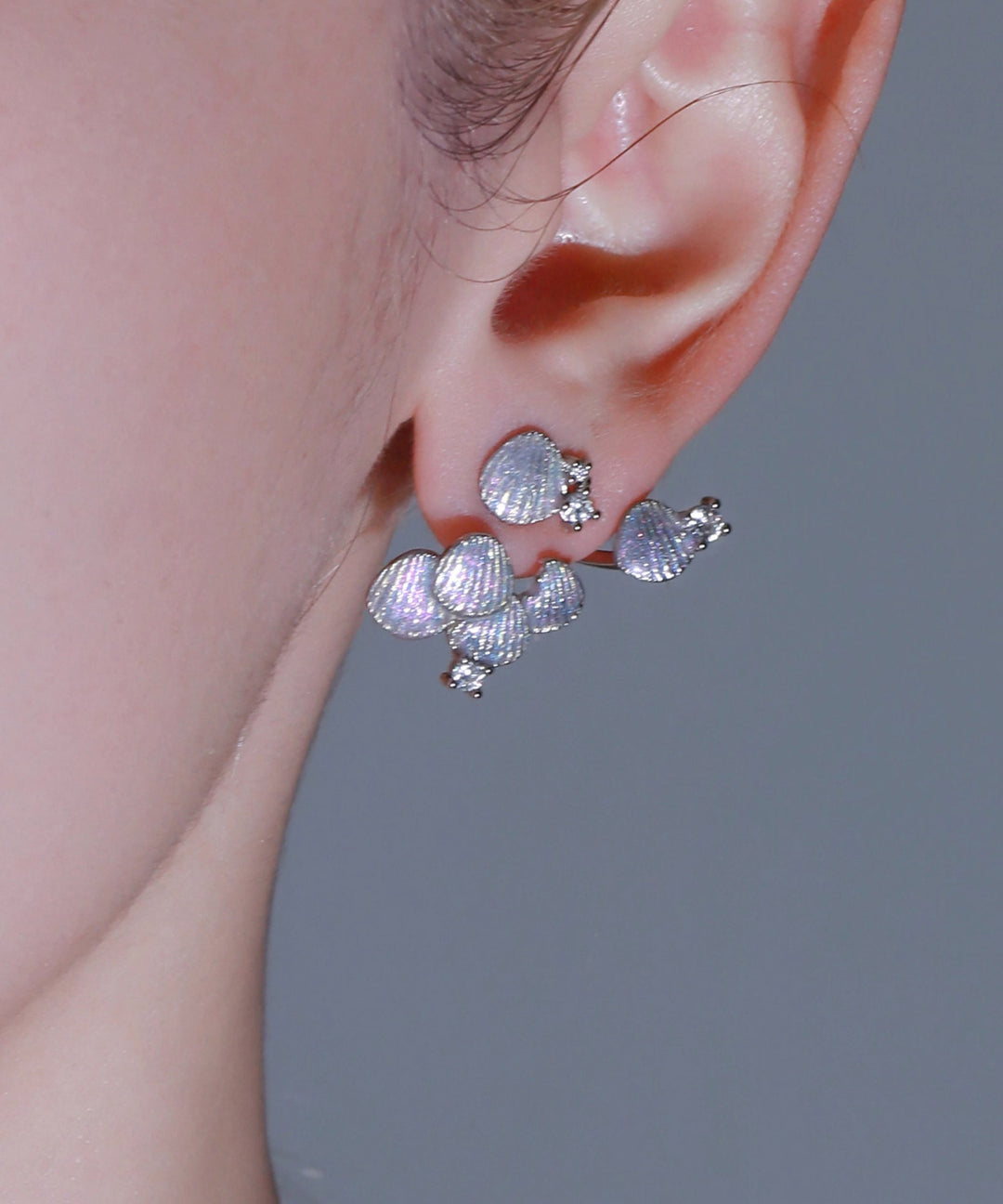 Unique Copper Drip Glaze Zircon Scale Stud Earrings