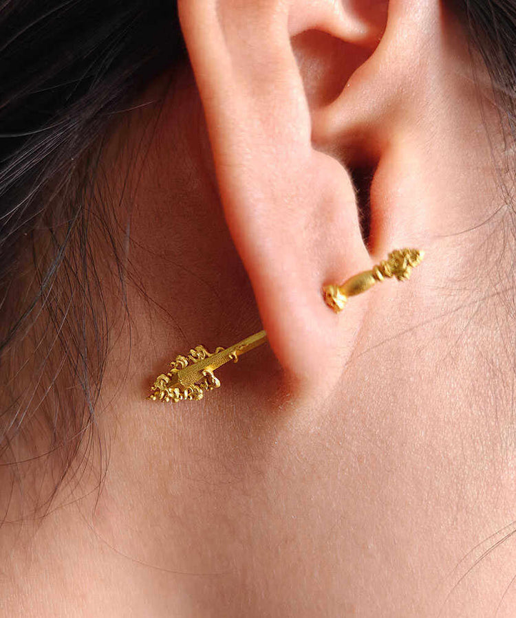 Unique Design Smart Sword Silver Gilding Stud Earrings - Omychic