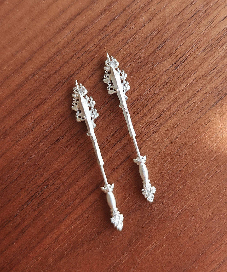 Unique Design Smart Sword Silver Gilding Stud Earrings - Omychic