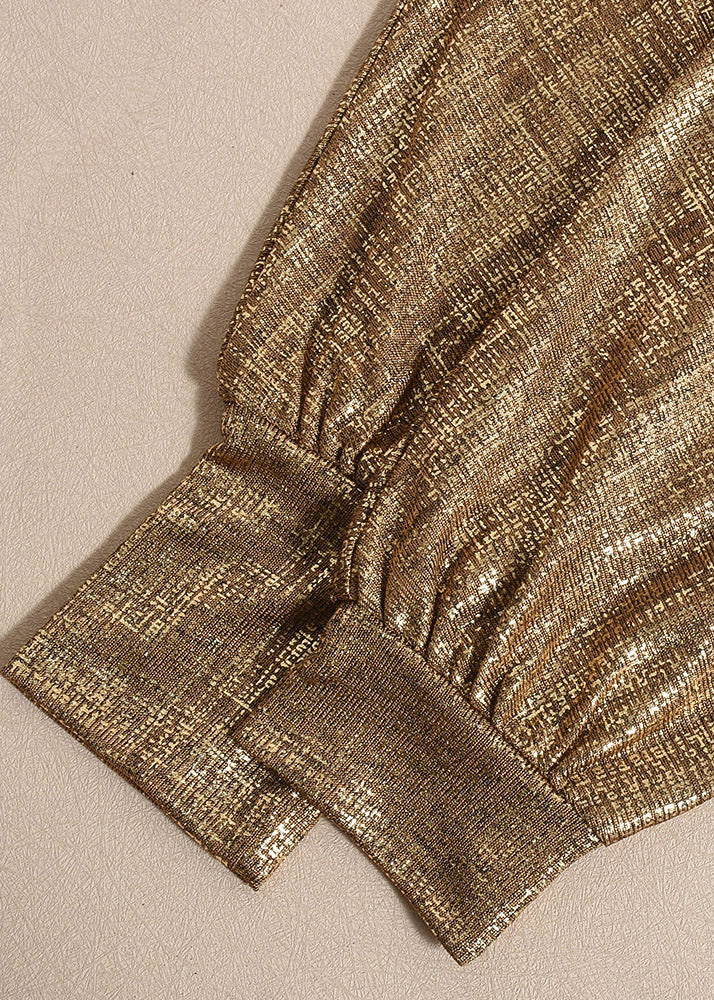 Unique Gold Asymmetrical Tunic Mid Dress Fall