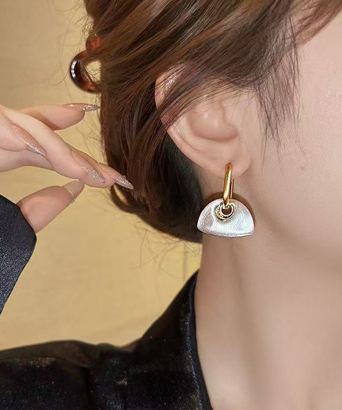 Unique Gold Copper Overgild Frosted Semicircle Hoop Earrings