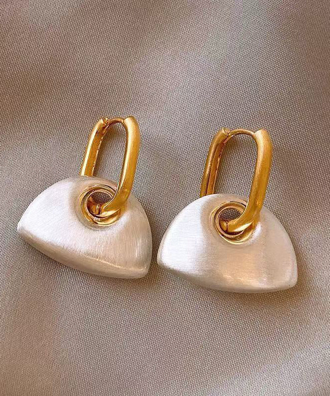 Unique Gold Copper Overgild Frosted Semicircle Hoop Earrings