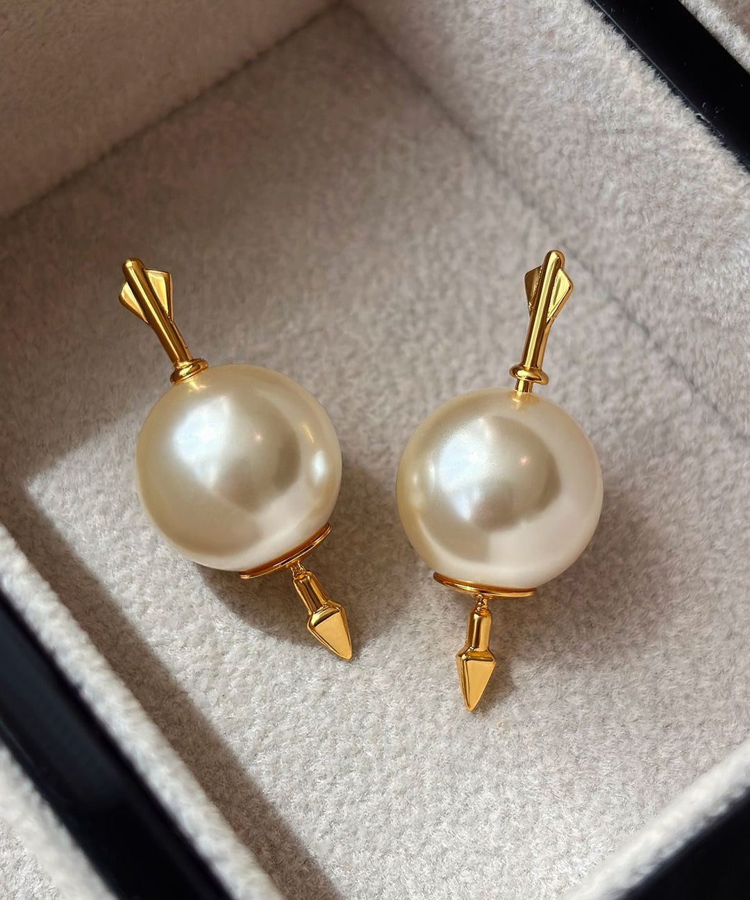 Unique Gold Copper Overgild Pearl Stud Earrings - Omychic
