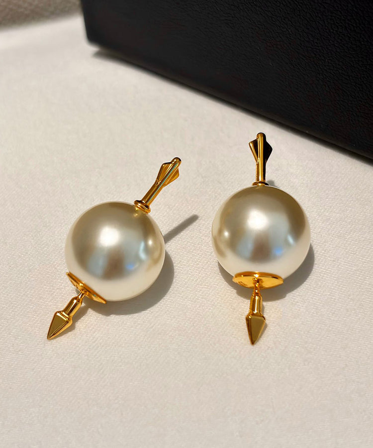 Unique Gold Copper Overgild Pearl Stud Earrings - Omychic