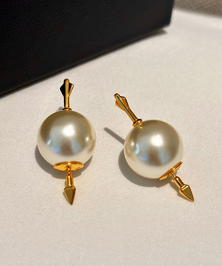Unique Gold Copper Overgild Pearl Stud Earrings - Omychic