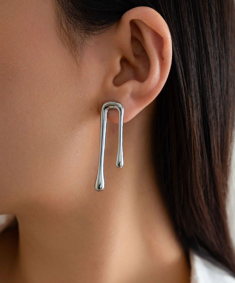 Unique Gold Metal Overgild Water Droplet Hoop Earrings