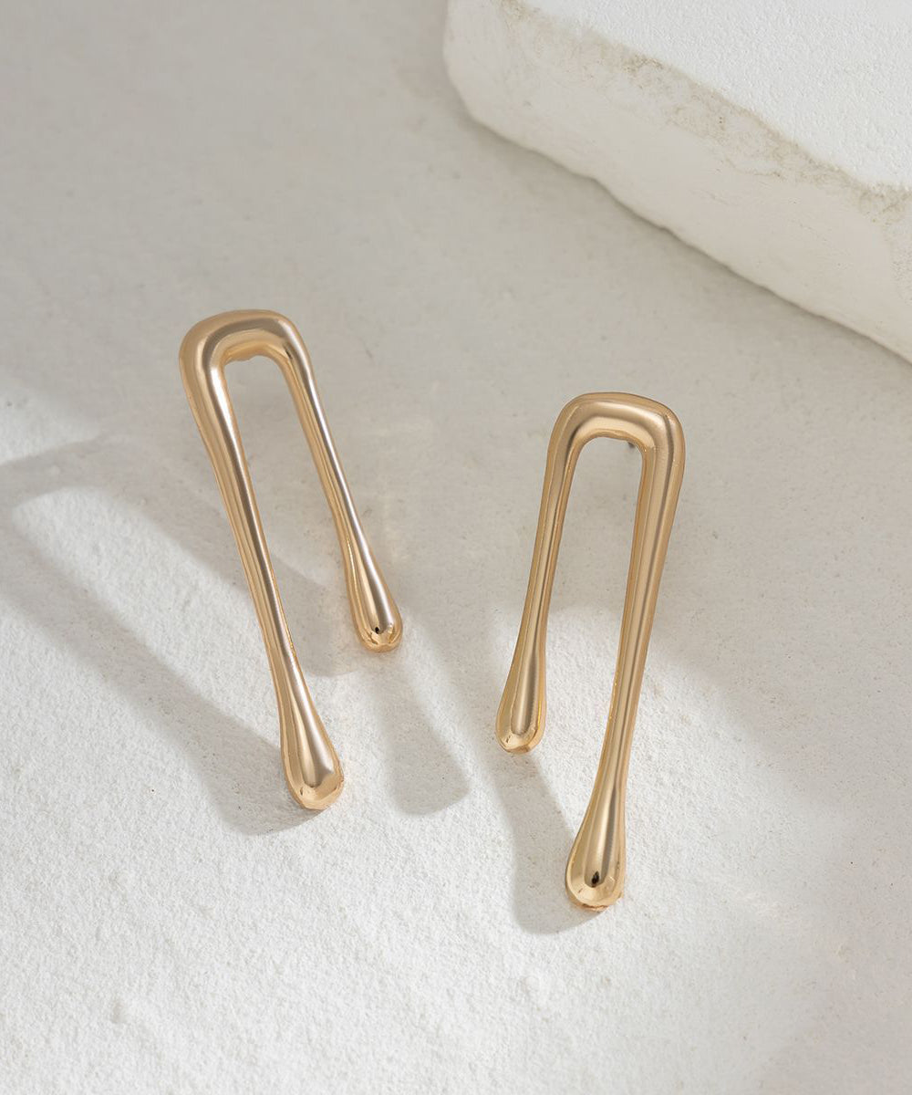 Unique Gold Metal Overgild Water Droplet Hoop Earrings