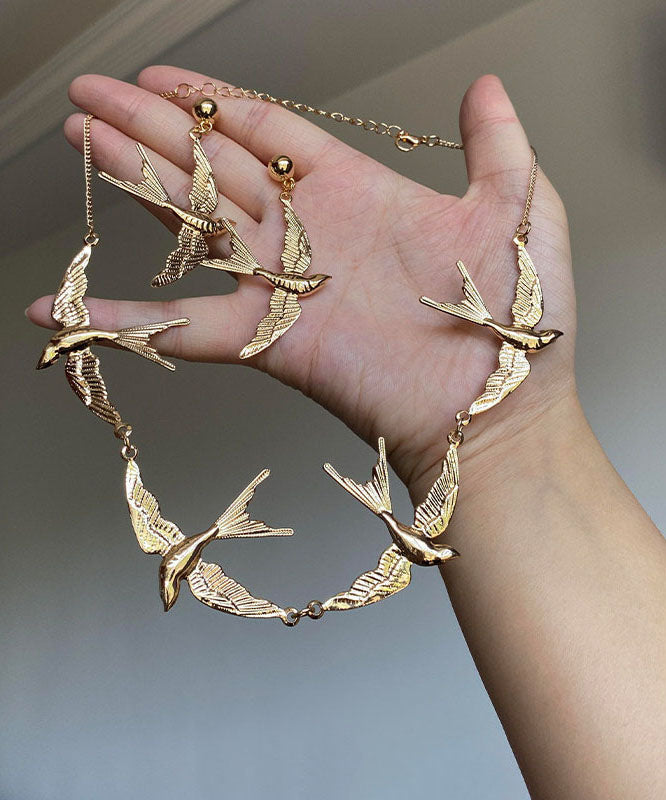 Unique Gold Overgild Little Swallow Necklace