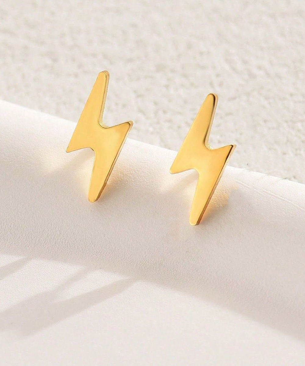 Unique Gold Stainless Steel Overgild Maple Leaf Stud Earrings