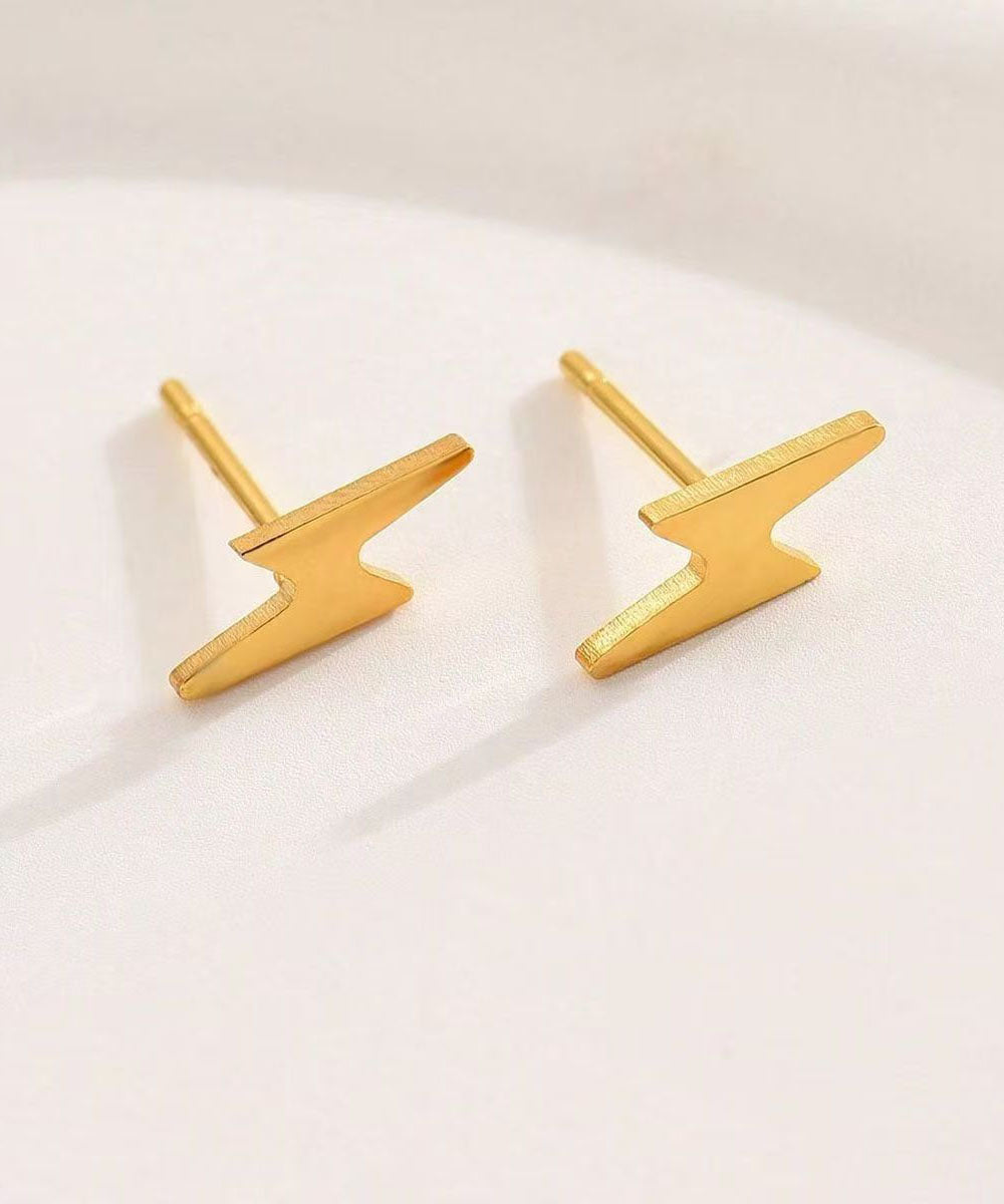 Unique Gold Stainless Steel Overgild Maple Leaf Stud Earrings