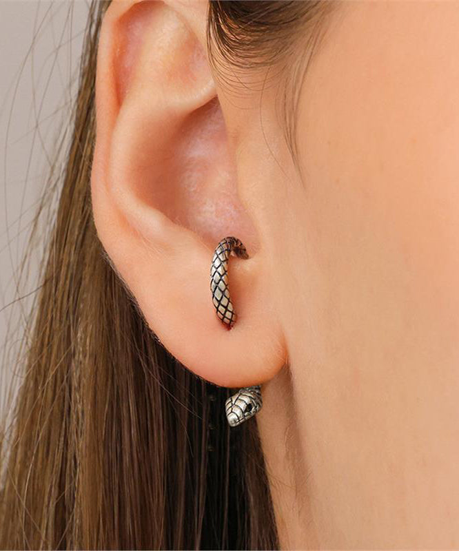 Unique Gold Sterling Silver Overgild Serpentine Stud Earrings