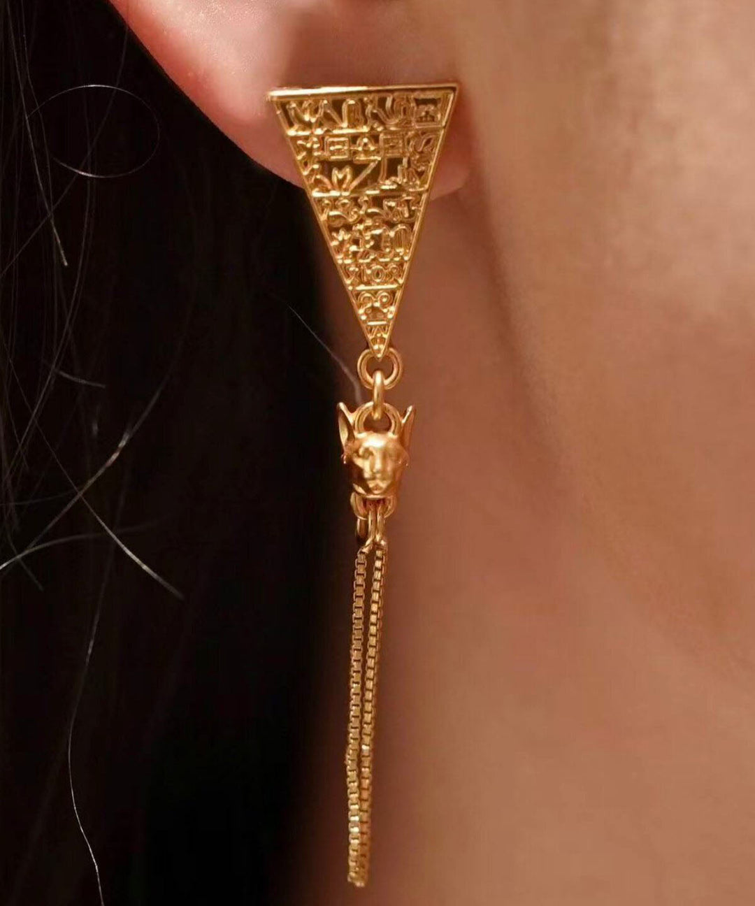 Unique Gold Sterling Silver Overgild Tassel Drop Earrings