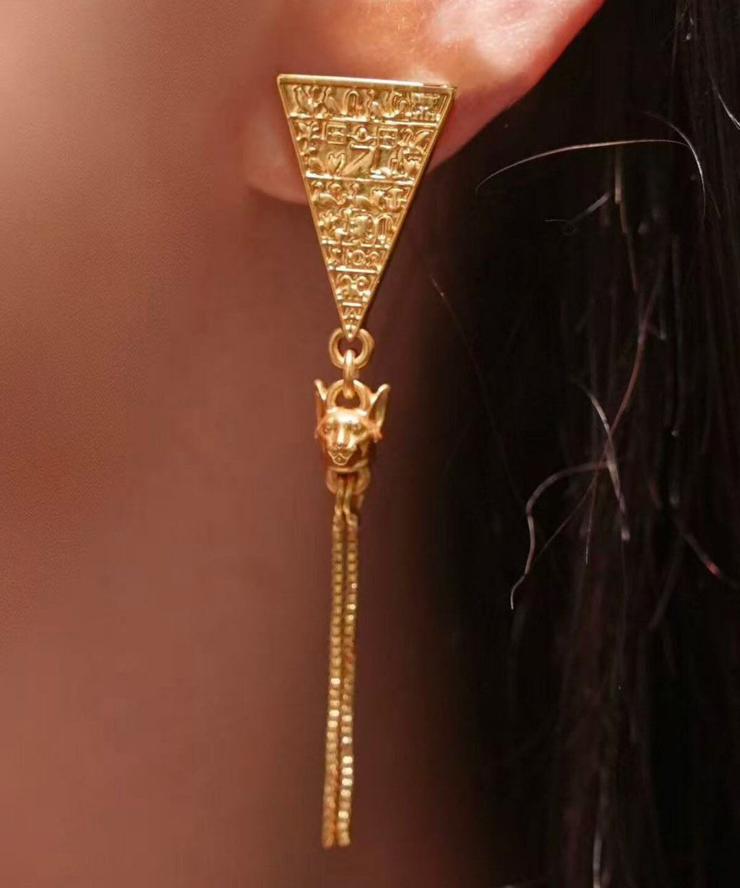 Unique Gold Sterling Silver Overgild Tassel Drop Earrings