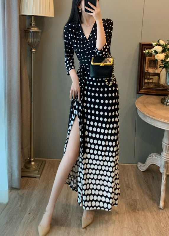 Unique Gradient Black Tie Waist Side Open Party Dress Summer