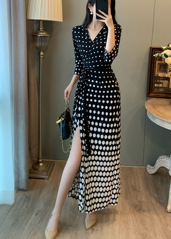 Unique Gradient Black Tie Waist Side Open Party Dress Summer