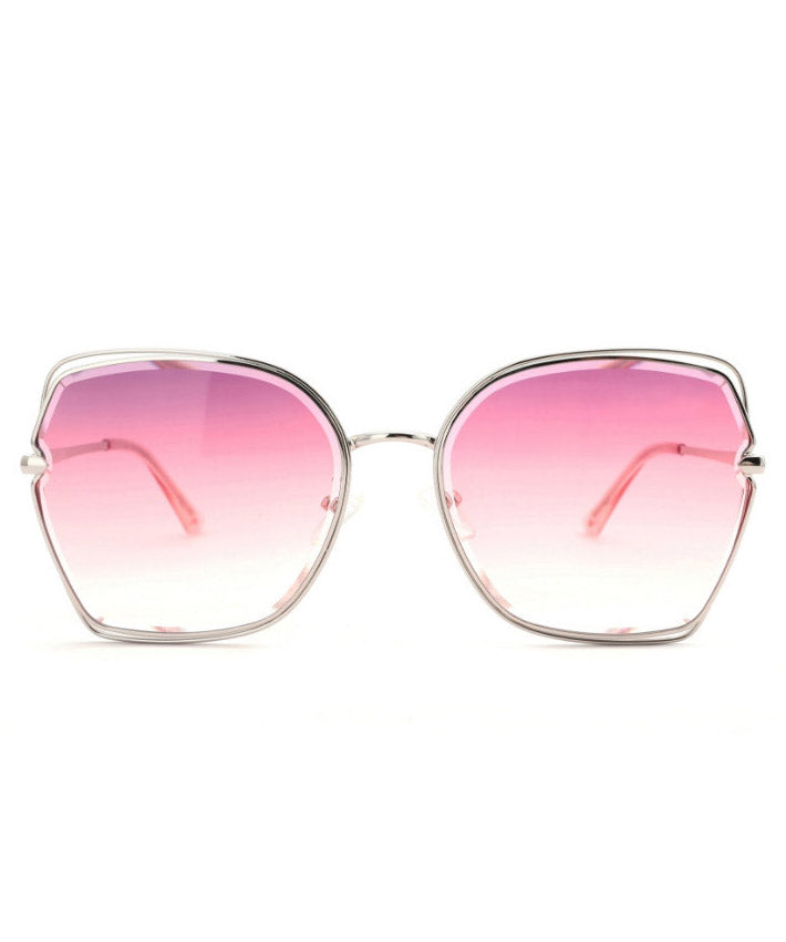 Unique Gradient Color Blue Metal Asymmetrical Sunglasses