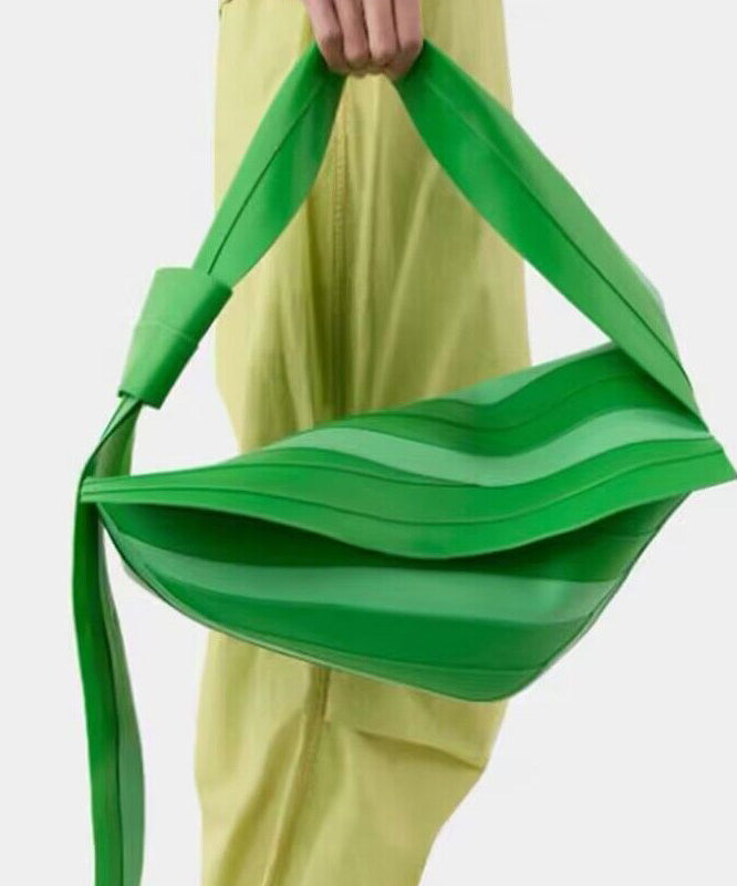 Unique Green Striped Asymmetrical Design Faux Leather Shoulder Handbag - Omychic