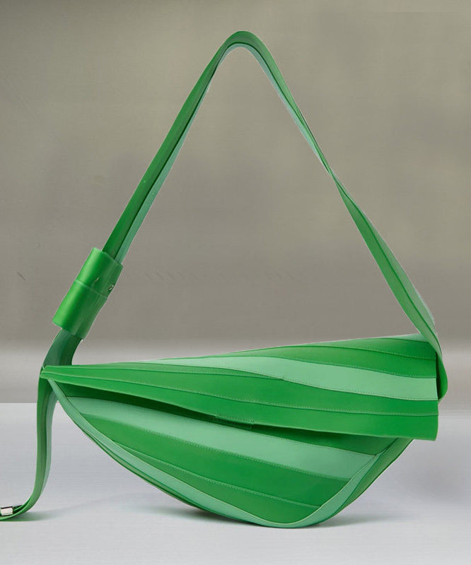 Unique Green Striped Asymmetrical Design Faux Leather Shoulder Handbag - Omychic
