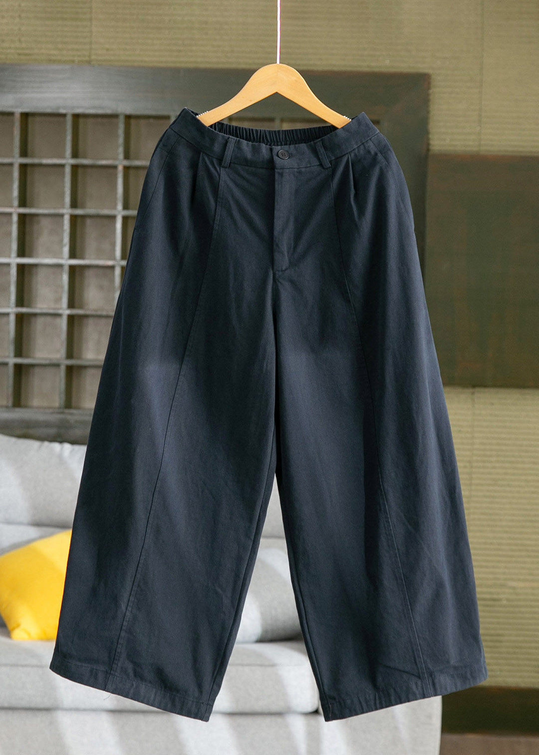 Unique Grey Oversized Cotton Wide Leg Pants Fall