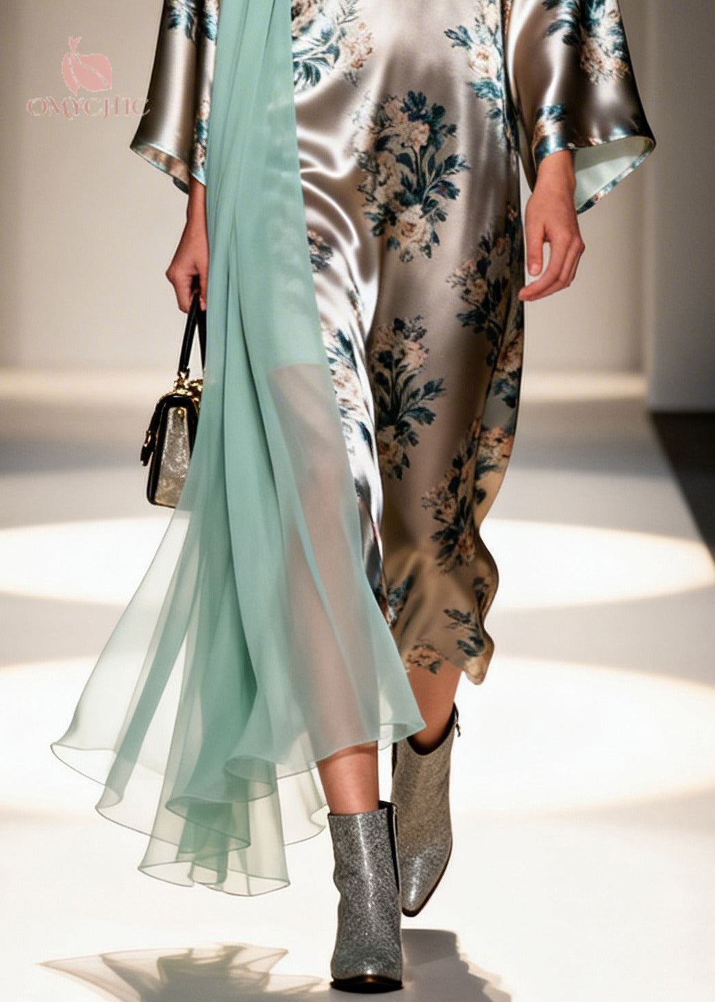 Unique Grey Print Patchwork Tulle Vacation Dresses Spring