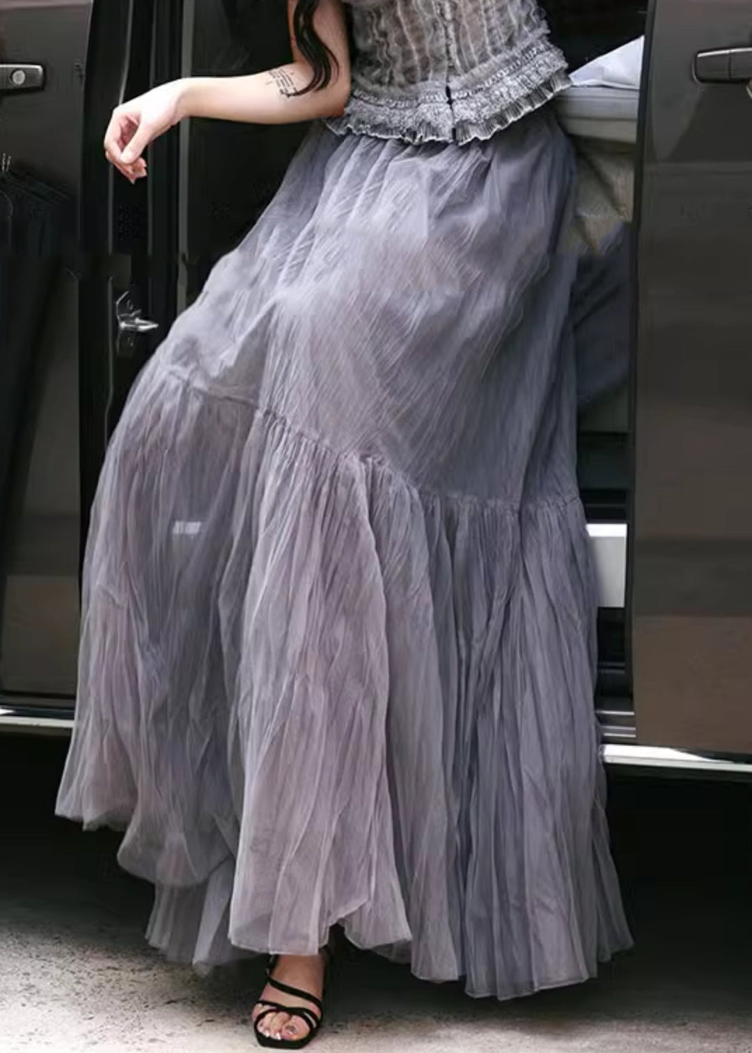 Unique Grey Tie Dye Tulle A Line Skirts