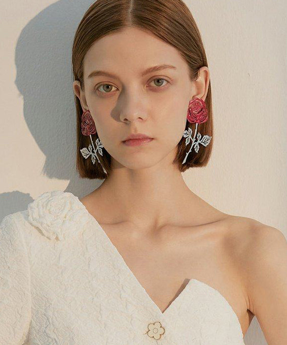 Unique Hollow Out Rose Design Metal Drop Earrings