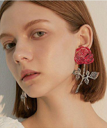Unique Hollow Out Rose Design Metal Drop Earrings