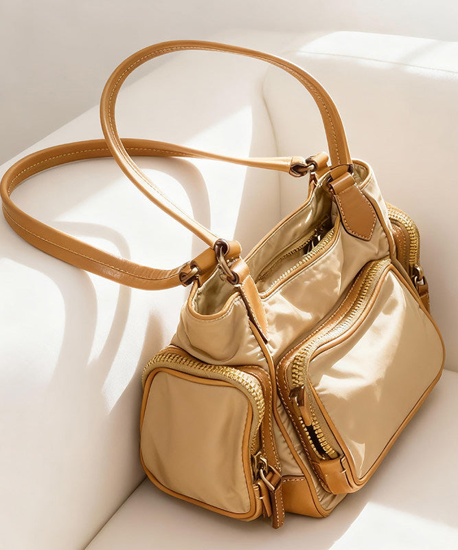 Unique Khaki Nylon Pockets Shoulder Bag