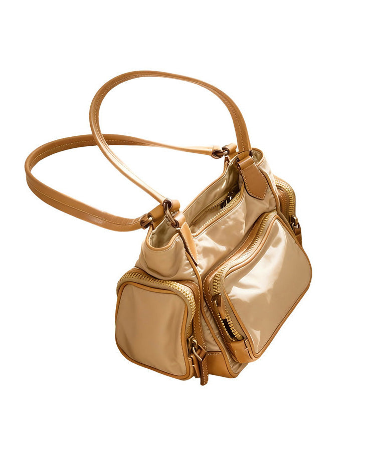 Unique Khaki Nylon Pockets Shoulder Bag