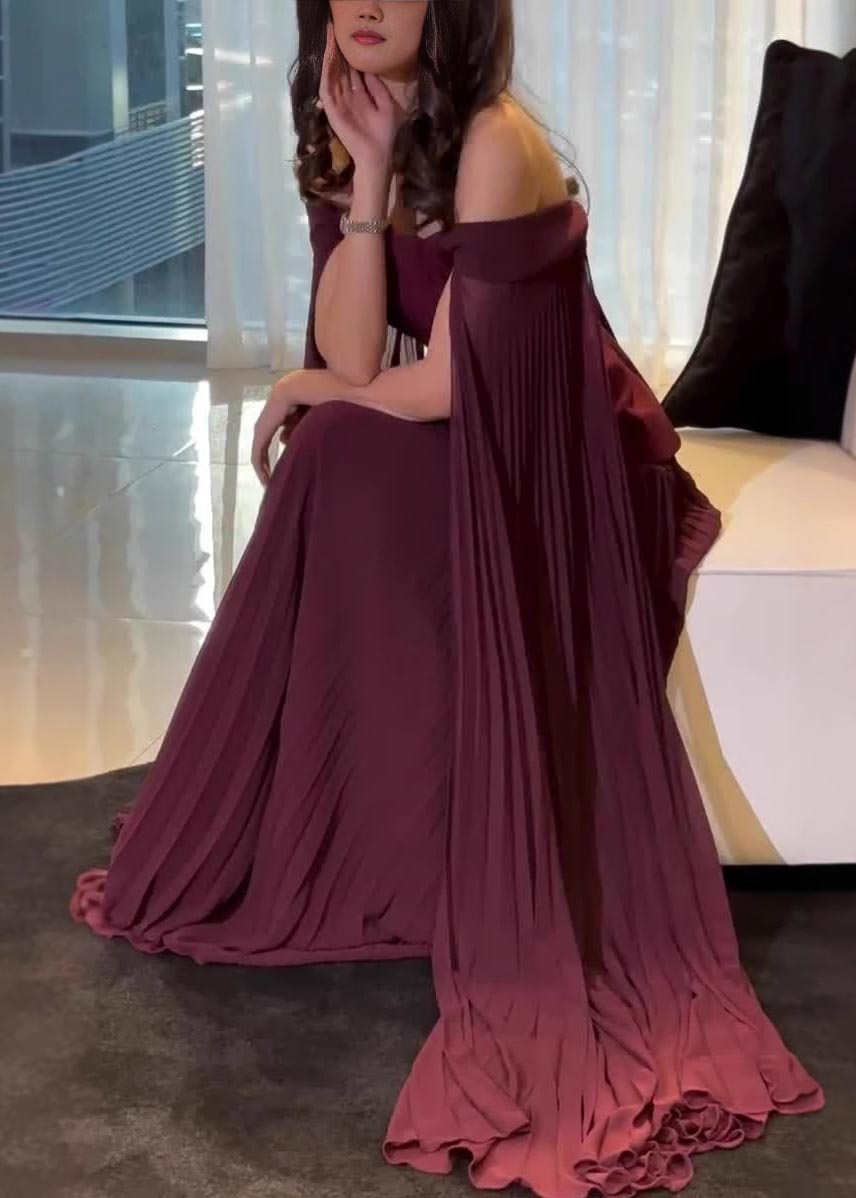 Unique Mulberry Cold Shoulder Patchwork Tulle Party Dress